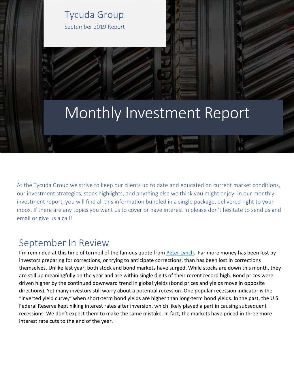 Monthly Investment Report