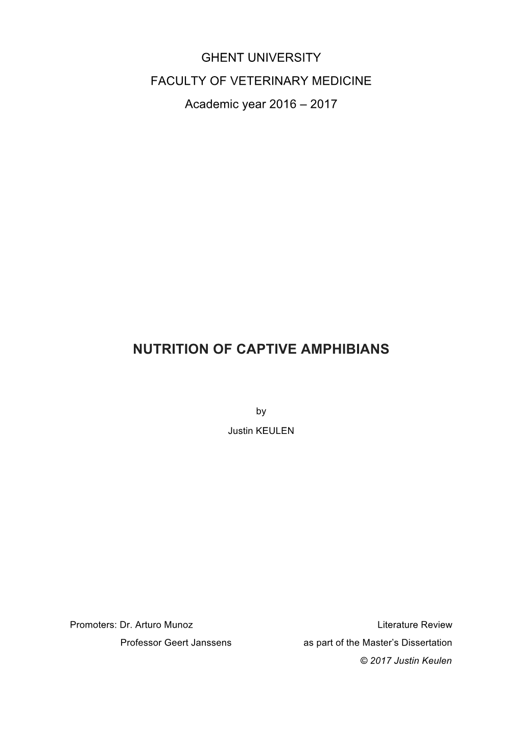 Nutrition of Captive Amphibians