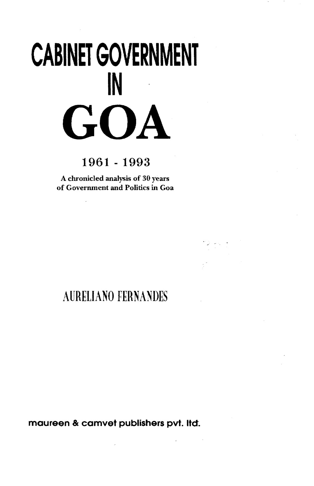 Cabinet Government in Goa