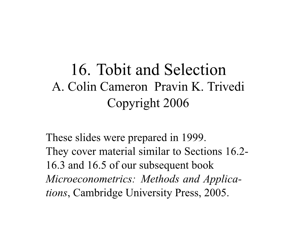 16. Tobit and Selection A