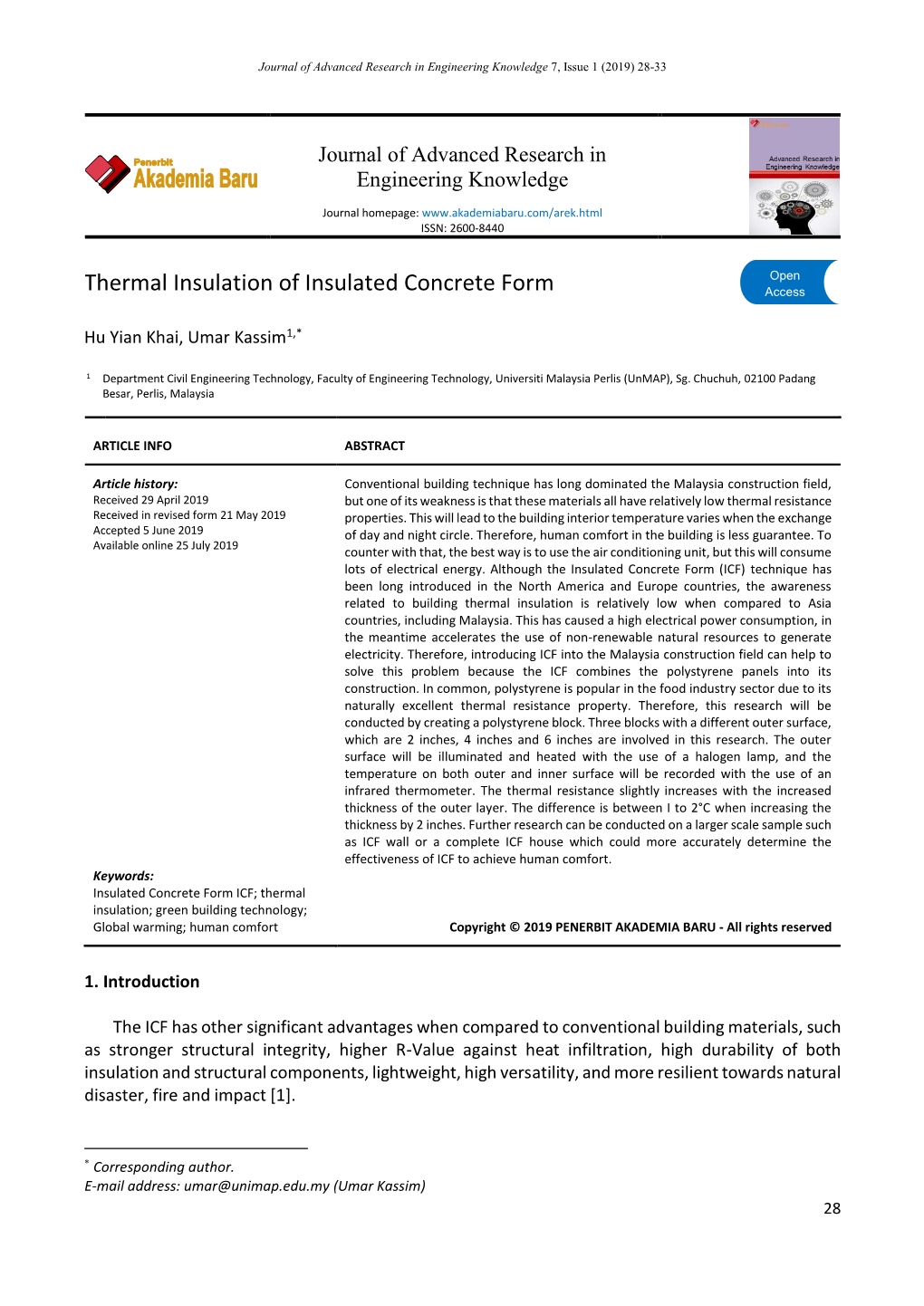 Thermal Insulation of Insulated Concrete Form Access