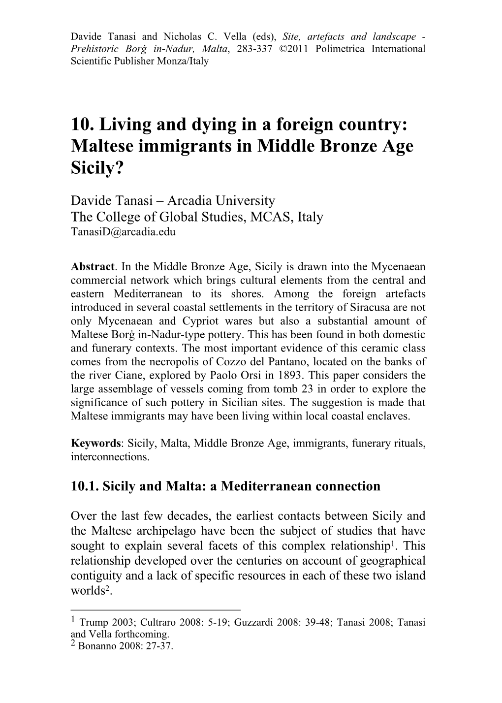 Maltese Immigrants in Middle Bronze Age Sicily?
