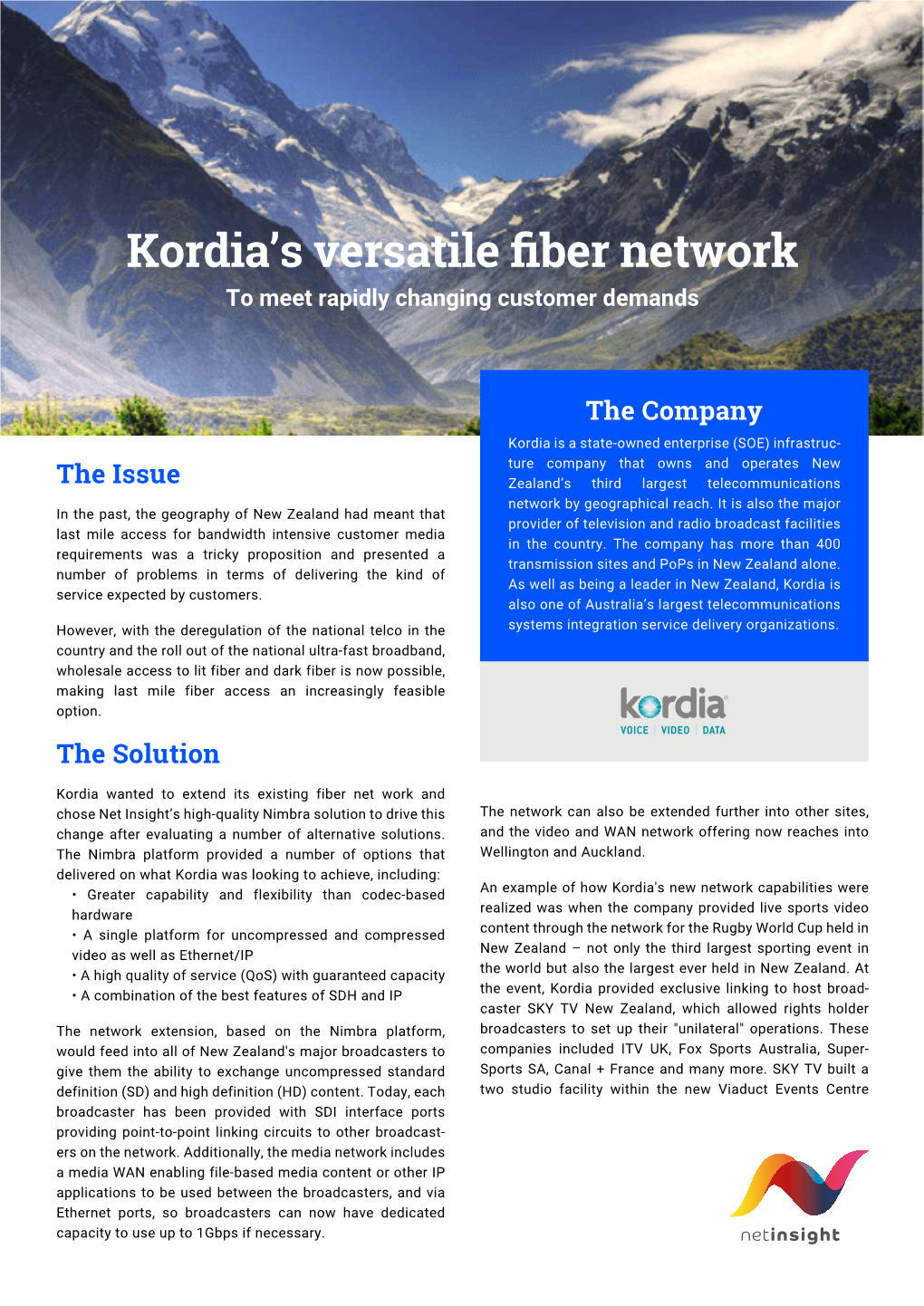 Kordia's Versatile Fiber Network