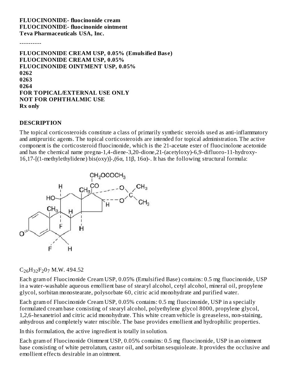 Fluocinonide Cream Usp, 0.05%