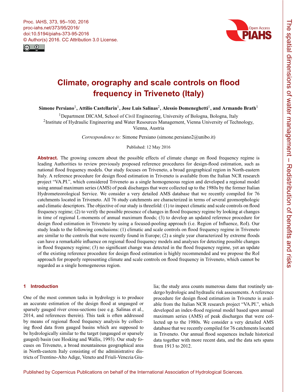 Climate, Orography and Scale Controls on Flood