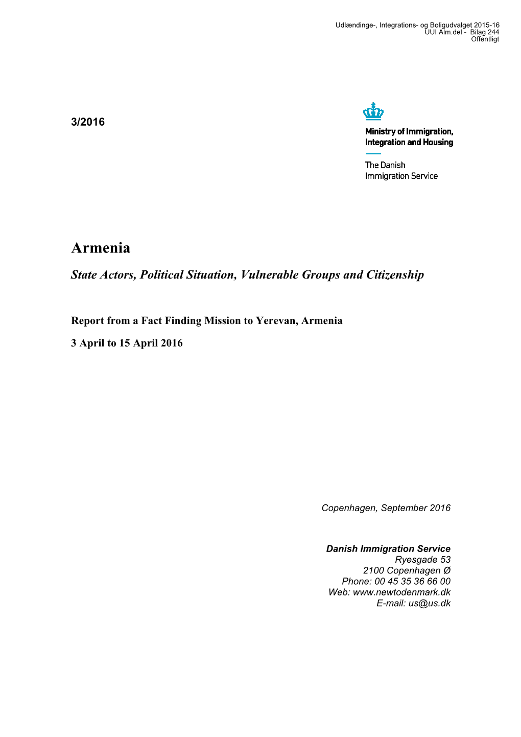 Armenia State Actors, Political Situation, Vulnerable Groups and Citizenship