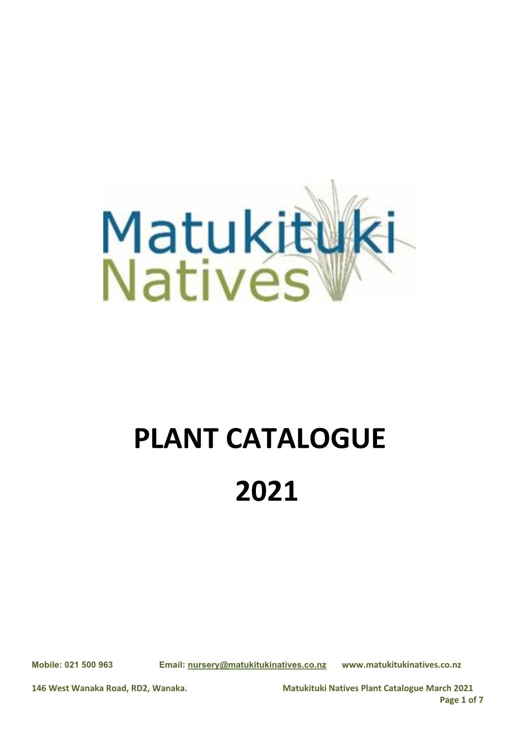 Plant Catalogue 2021