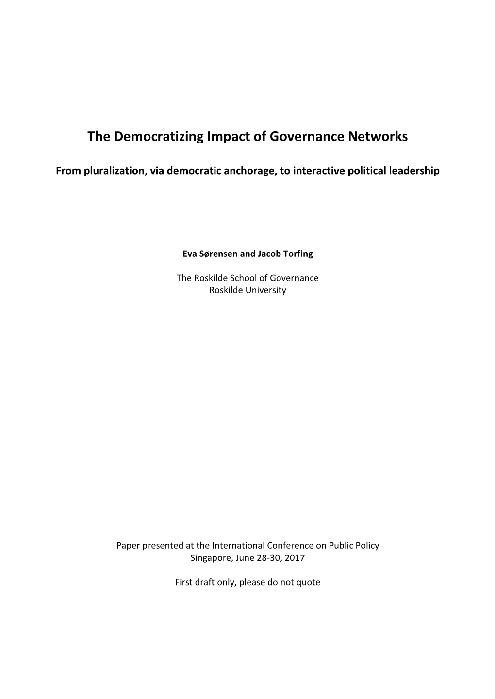 The Democratizing Impact of Governance Networks