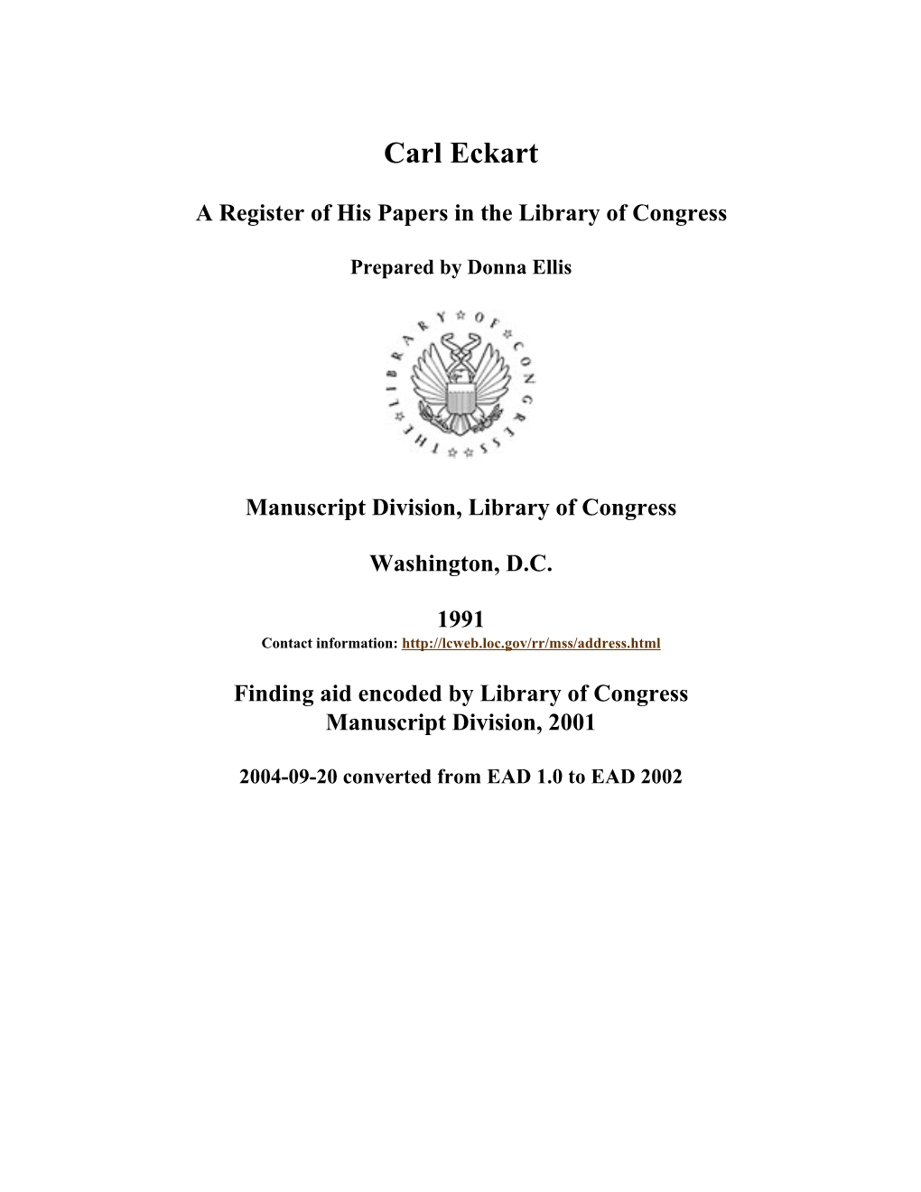 Papers of Carl Eckart