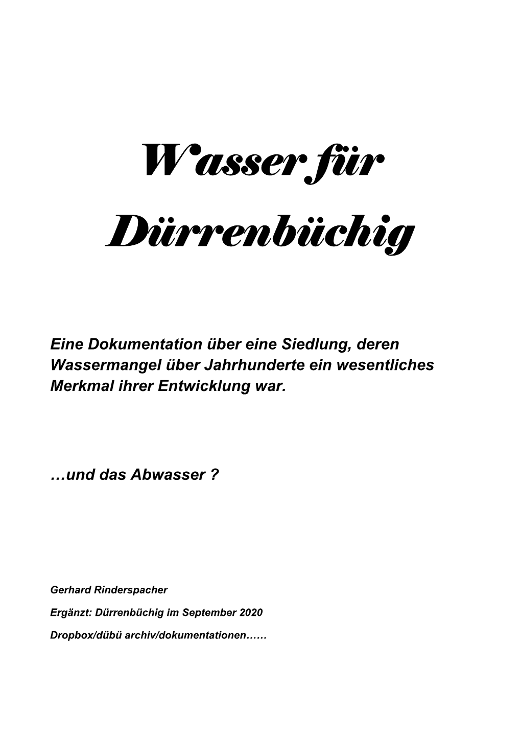 Wasser Für Dürrenbüchig