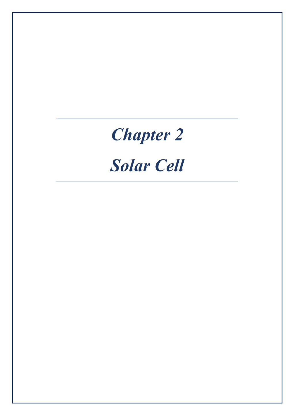 Chapter 2: Solar Cell