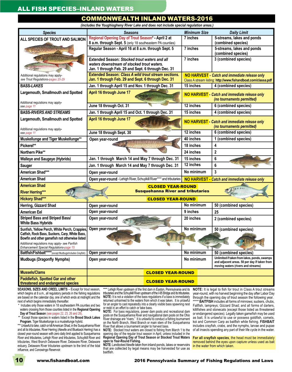 10 ALL Fish Species–INLAND Waters Commonwealth
