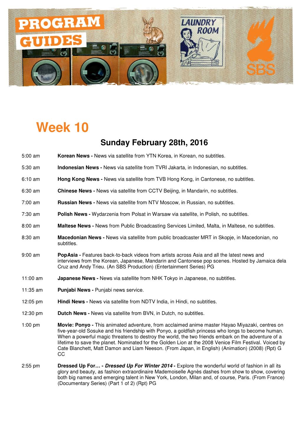 Week 10 Sunday February 28Th, 2016