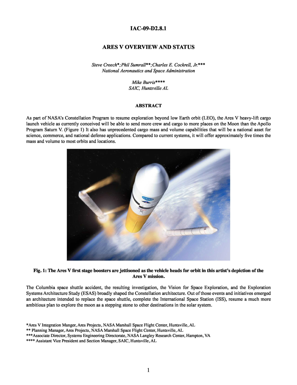 Iac-09-D2.8.1 Ares V Overview and Status