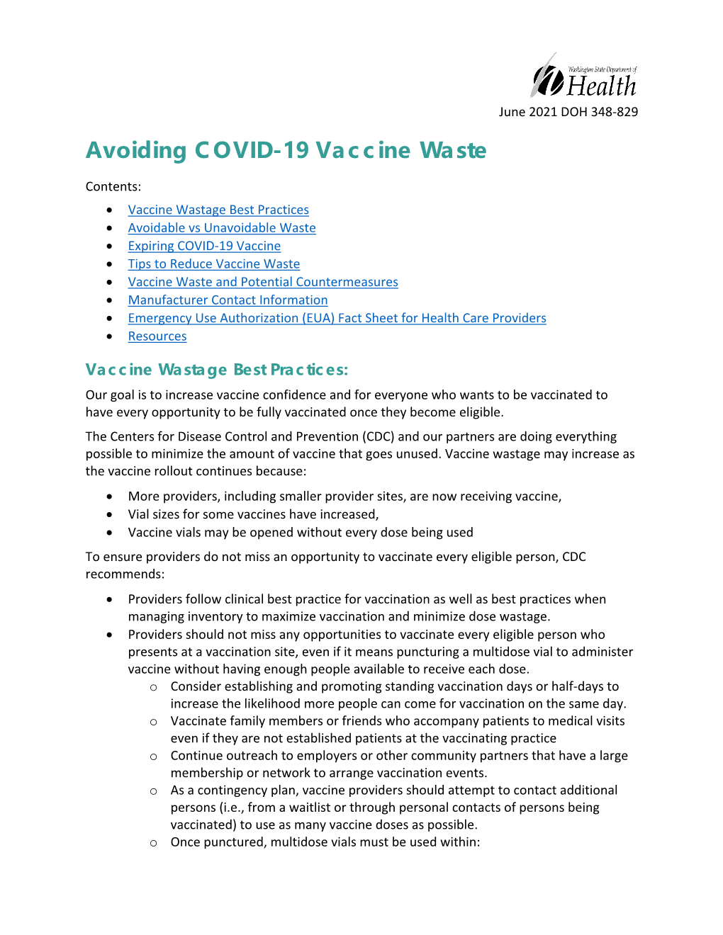 Avoiding COVID-19 Vaccine Waste (PDF)