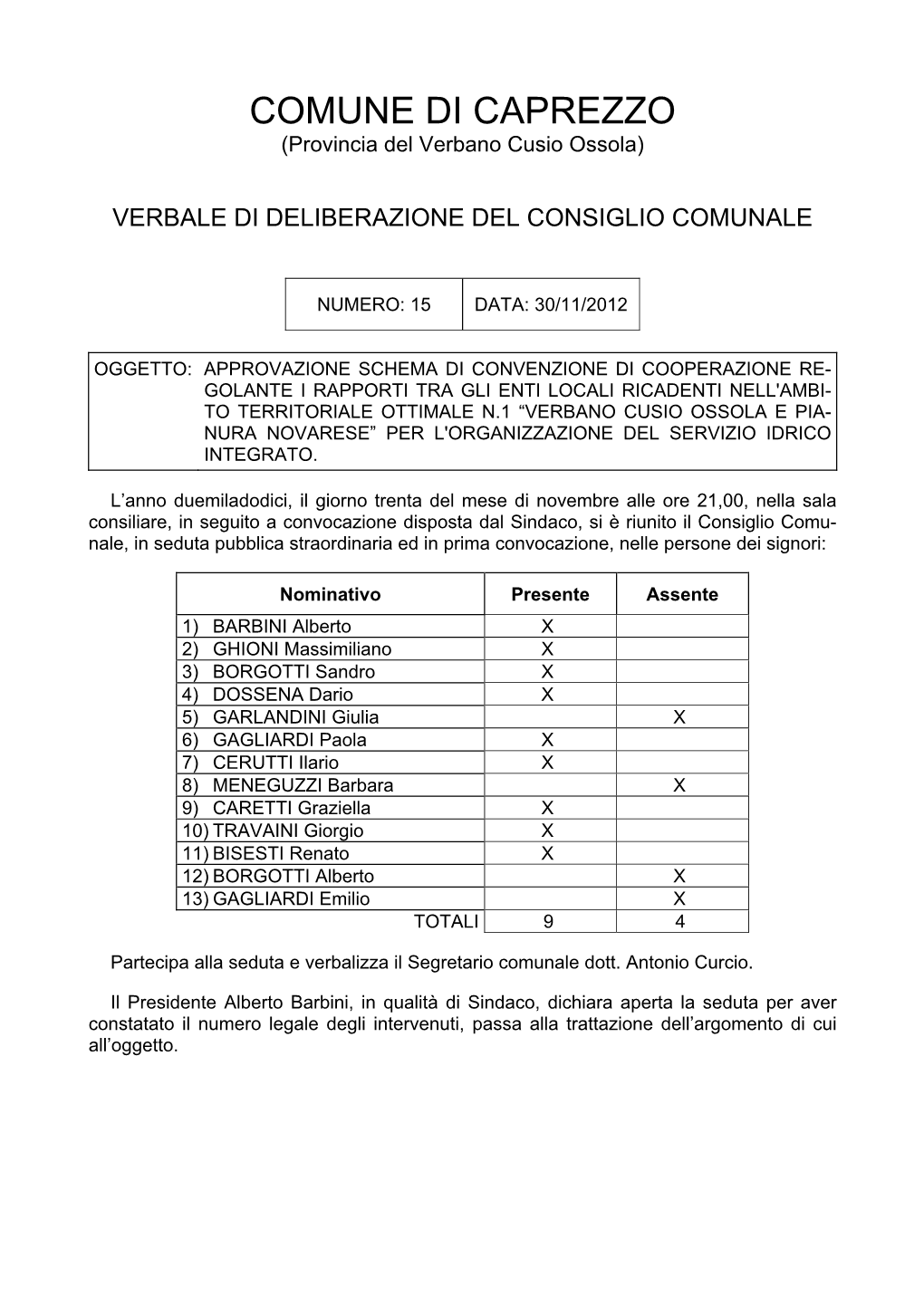 Determinazione Indennita' Presenmza Anno 1996