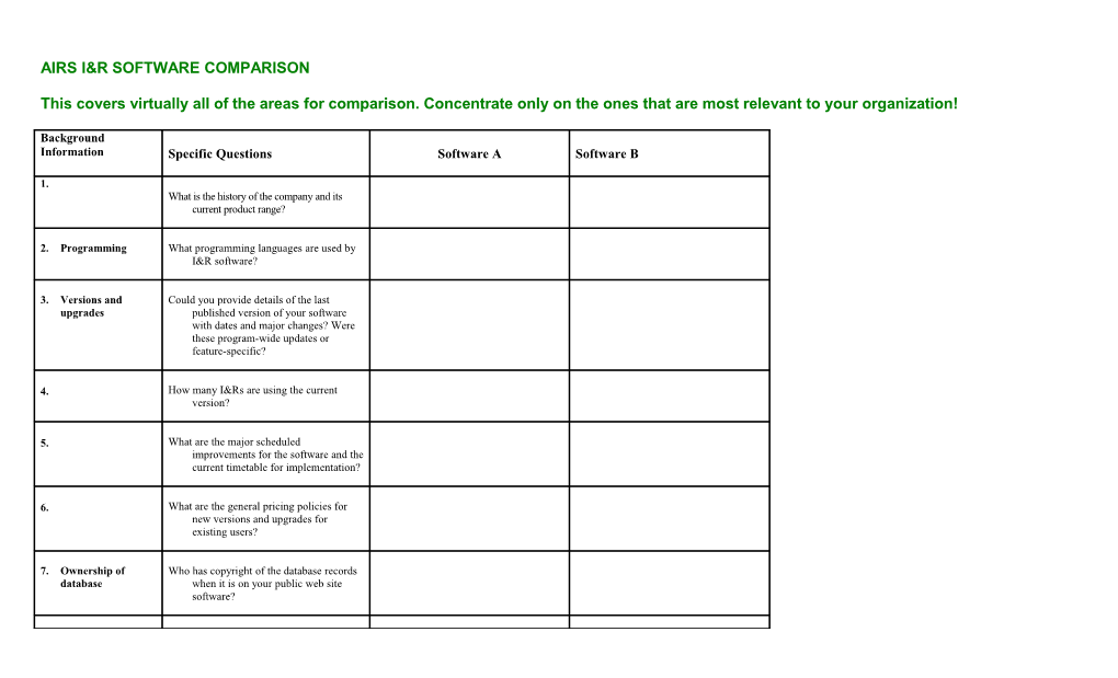 WIN 211 Database Criteria