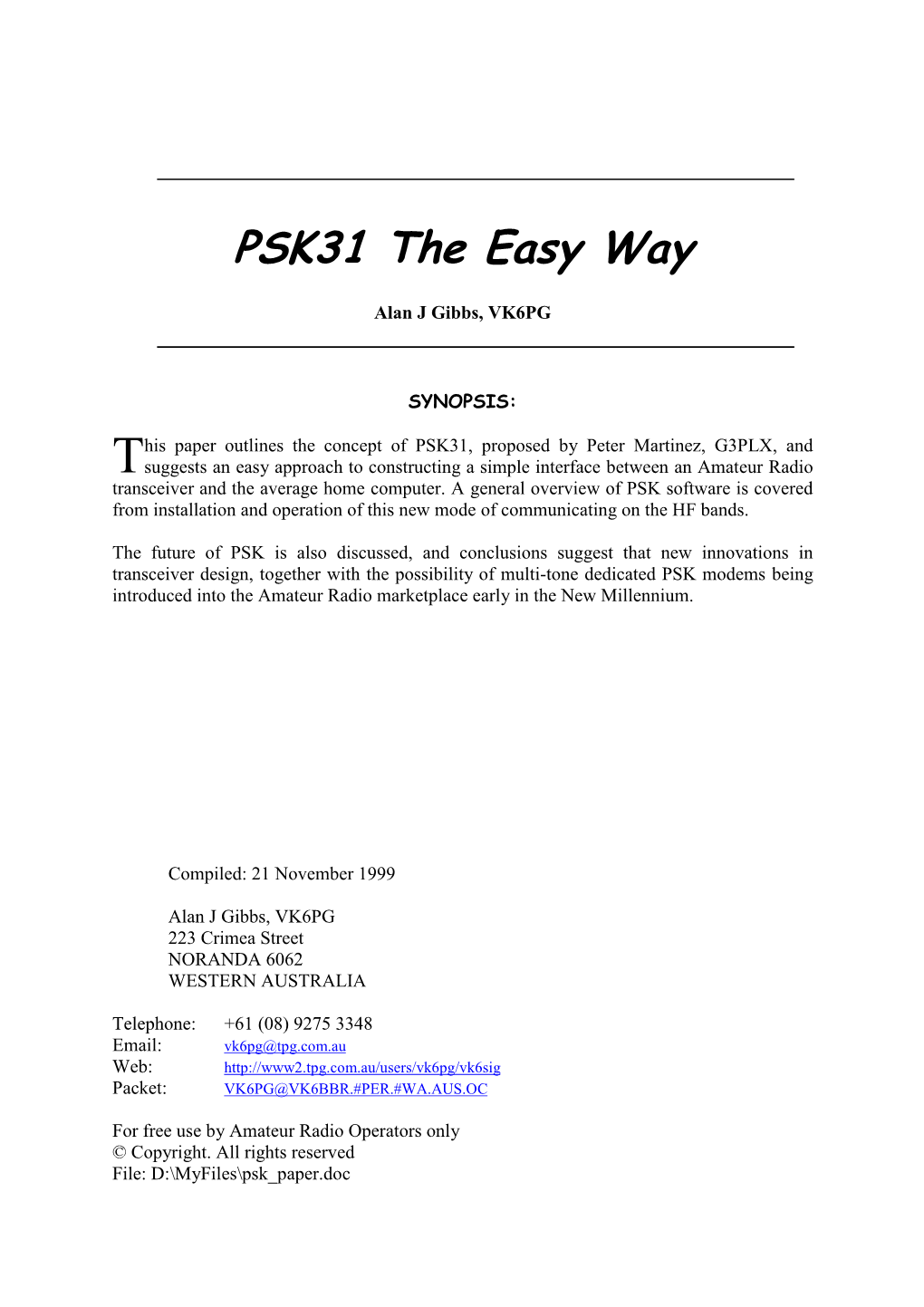 PSK31 the Easy Way