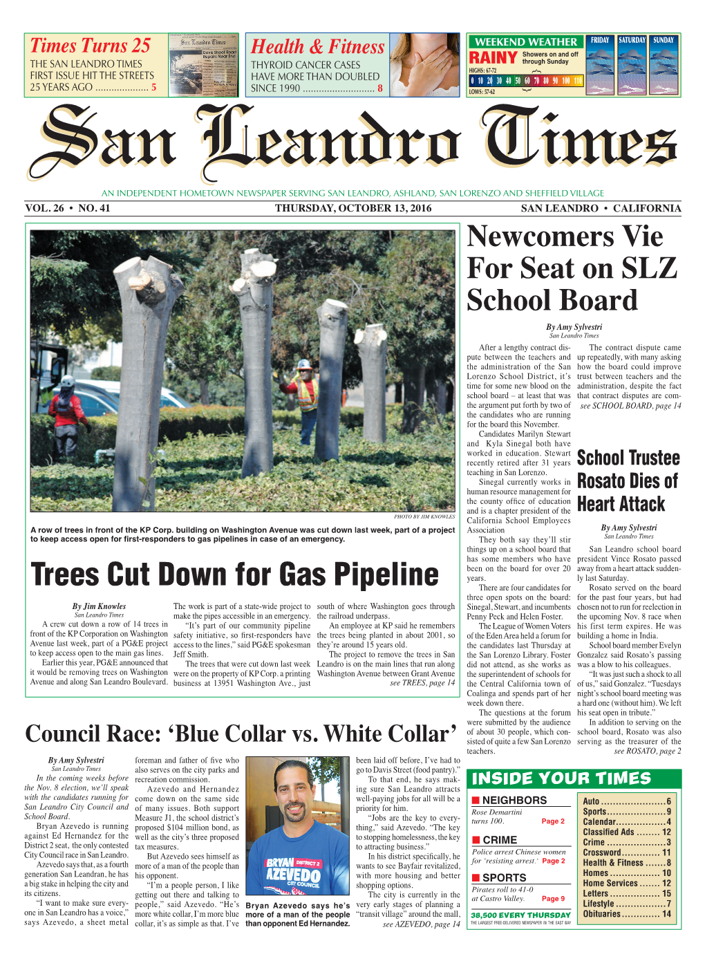 Newcomers Vie for Seat on SLZ School Board Trees Cut Down For