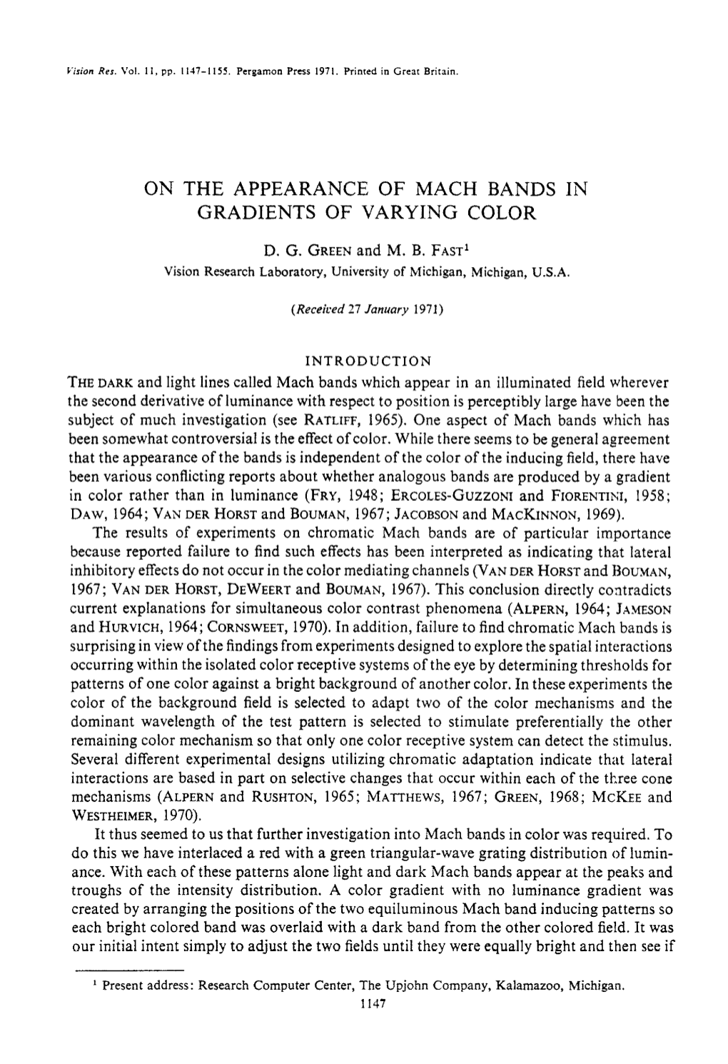 On the Appearance of Mach Bands in Gradients of Varying Color