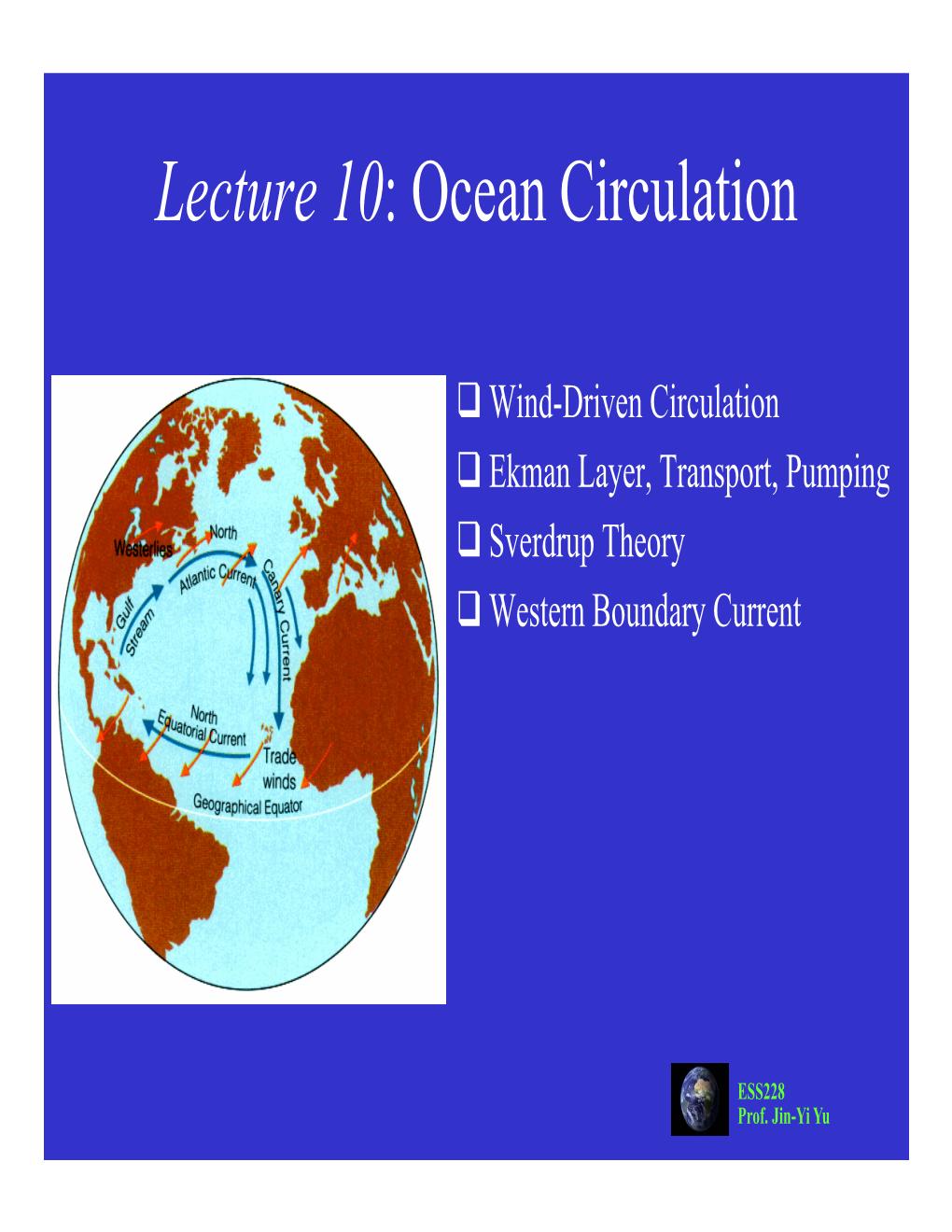 Lecture 10: Ocean Circulation