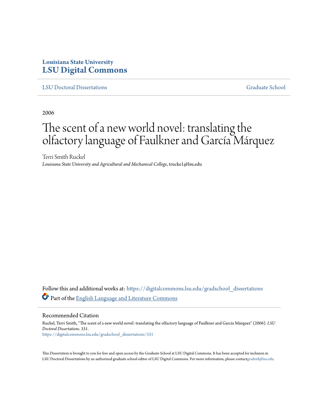 Translating the Olfactory Language of Faulkner and García Márquez