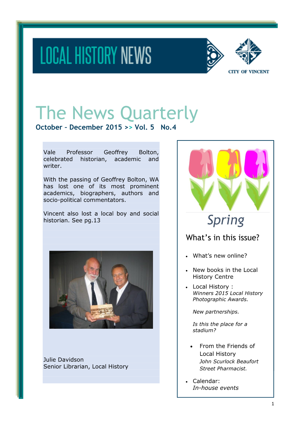 The News Quarterly October – December 2015 >> Vol