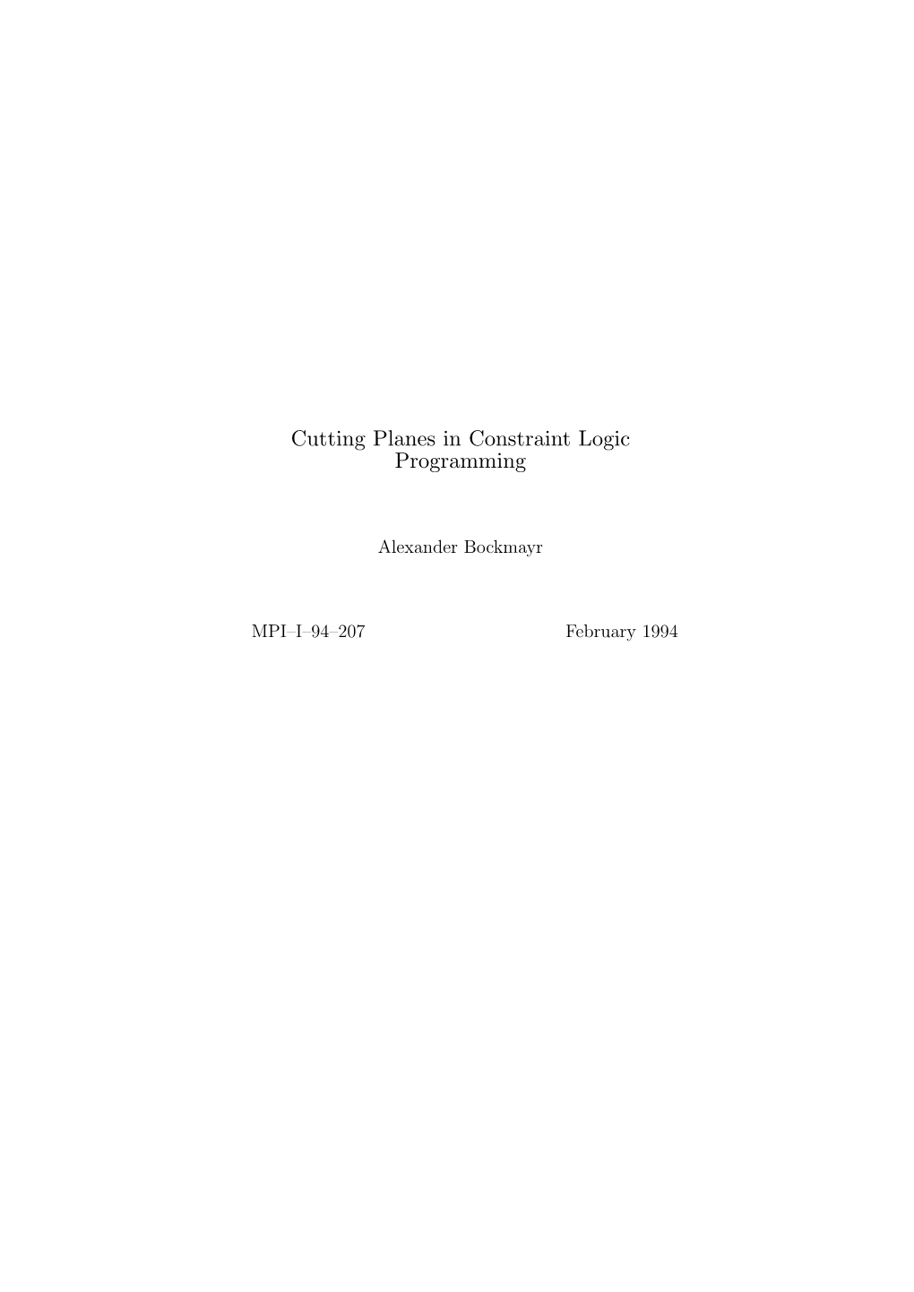 Cutting Planes in Constraint Logic Programming