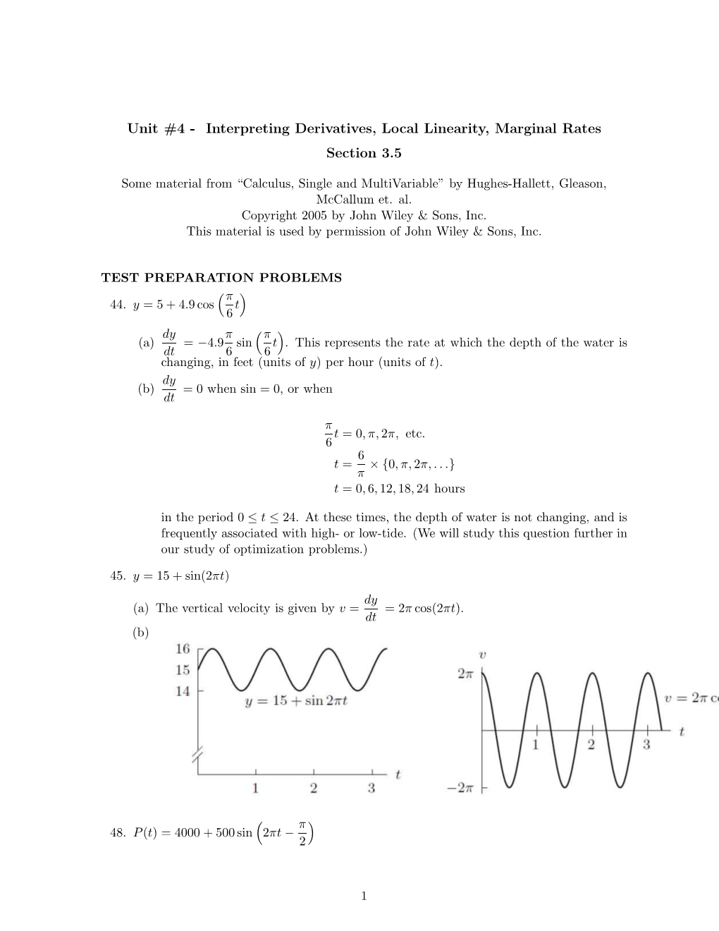 Interpreting Derivatives, Local Linearity, Marginal Rates Section 3.5