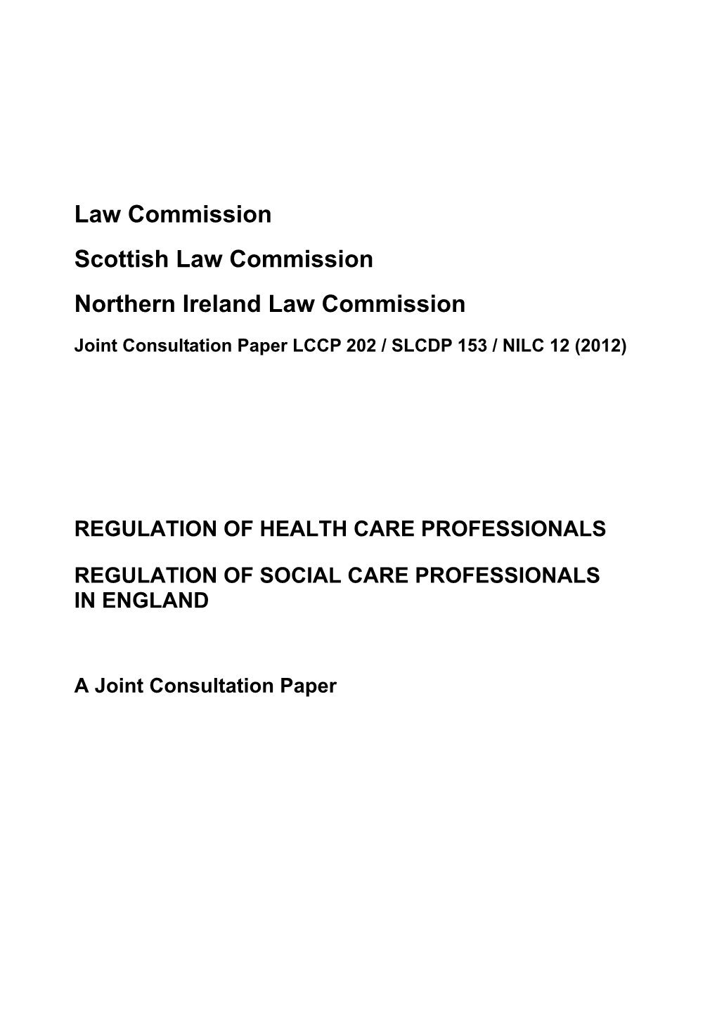 Regulation of Health Care Professionals