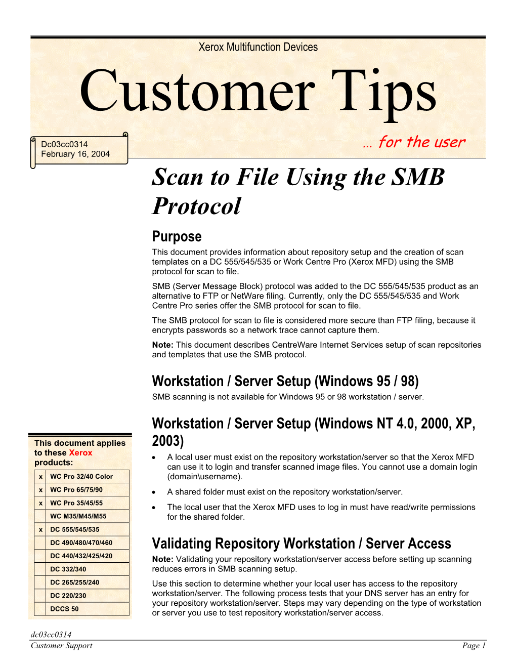 Scan to File Using the SMB Protocol