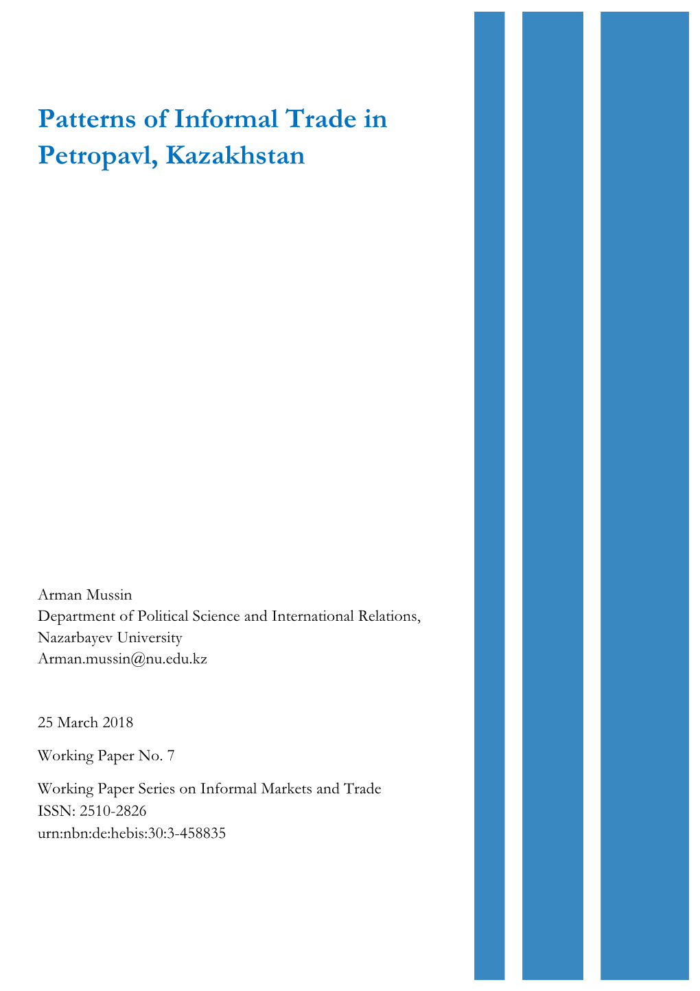 Patterns of Informal Trade in Petropavl, Kazakhstan