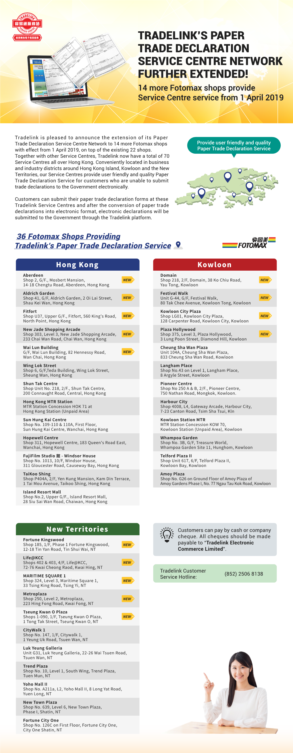 2019 Tradelink's Paper Trade Declaration Service Centre Network