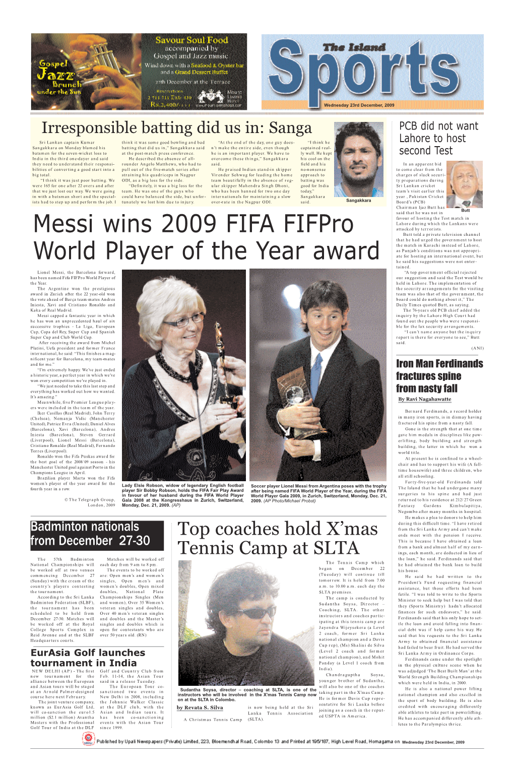 Messi Wins 2009 FIFA Fifpro World Player of the Year Award