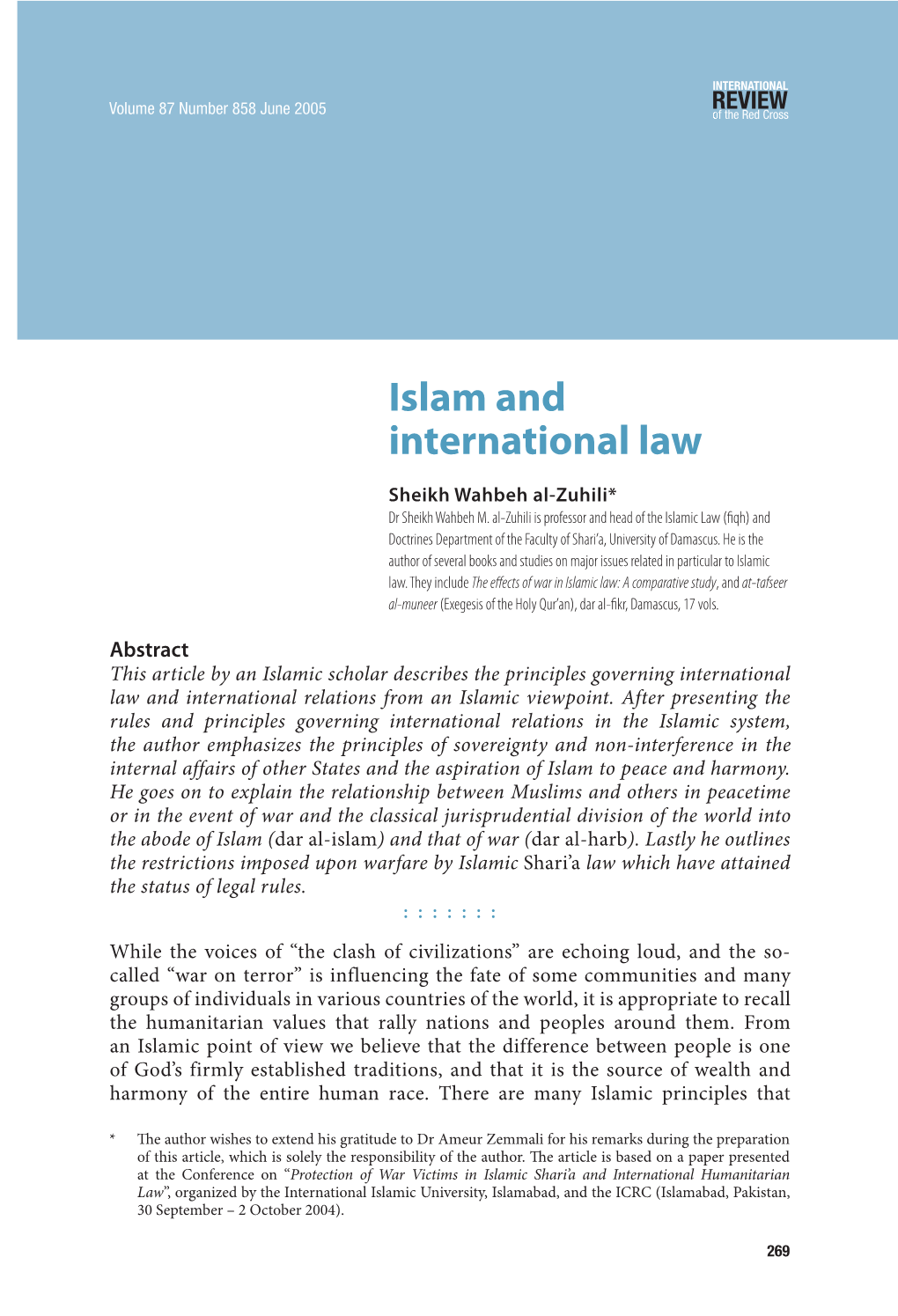 Islam and International Law