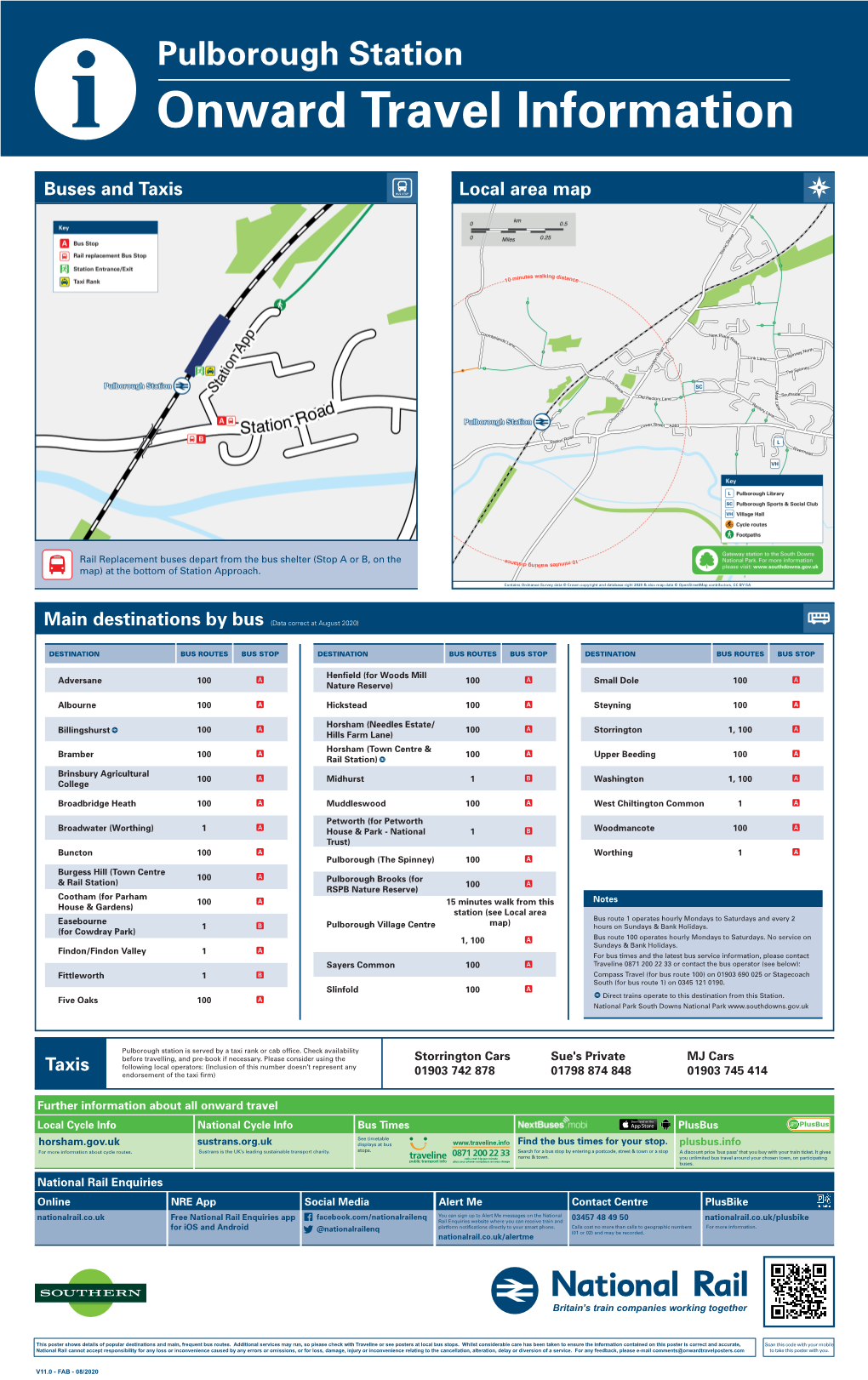 Pulborough Station I Onward Travel Information Buses and Taxis Local Area Map