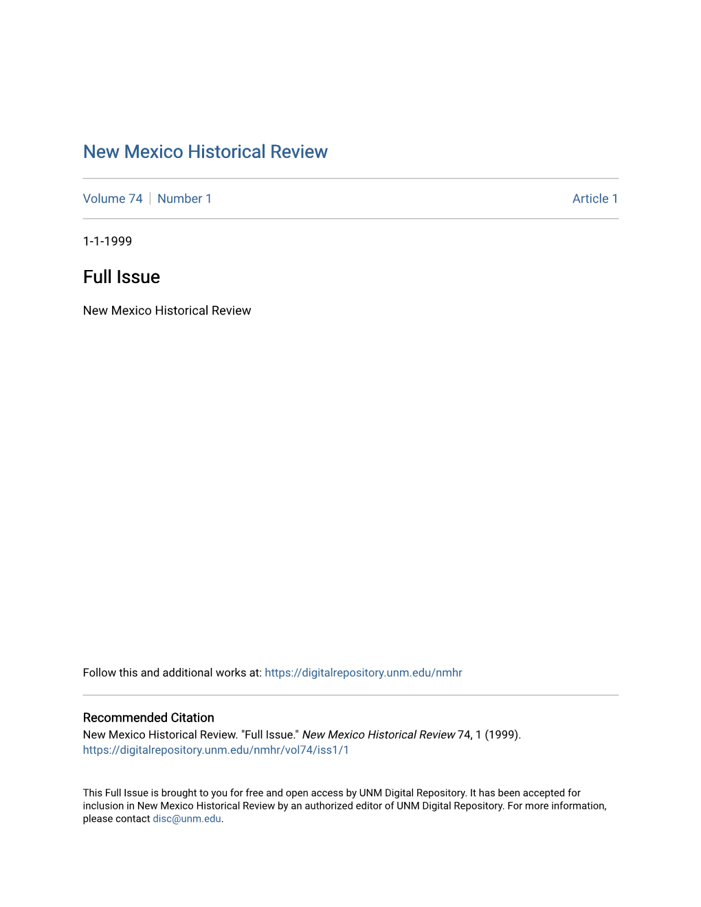 New Mexico Historical Review