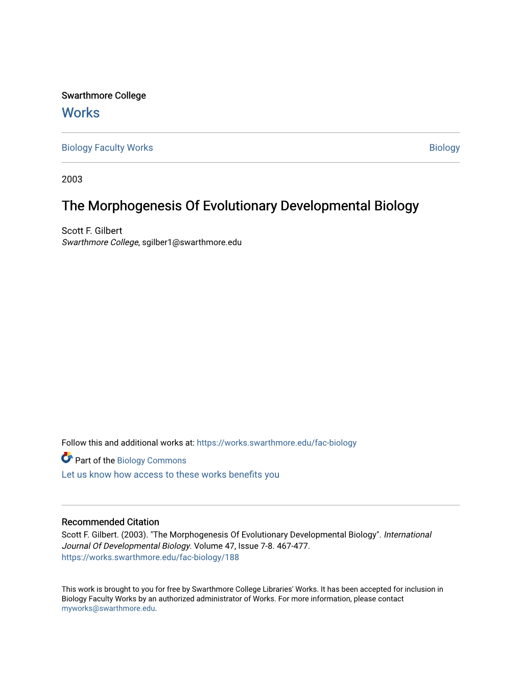 The Morphogenesis of Evolutionary Developmental Biology