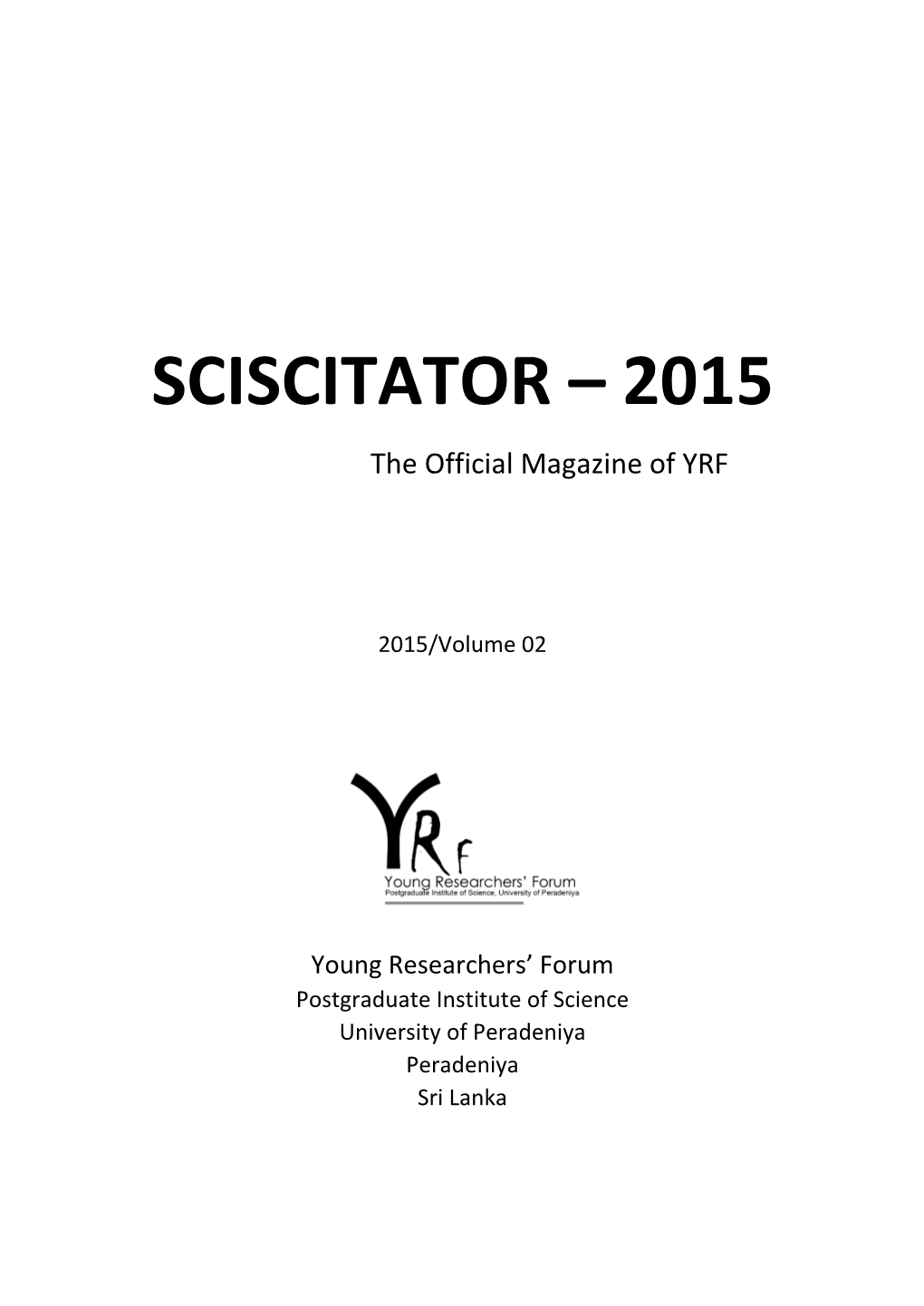SCISCITATOR – 2015 the Official Magazine of YRF