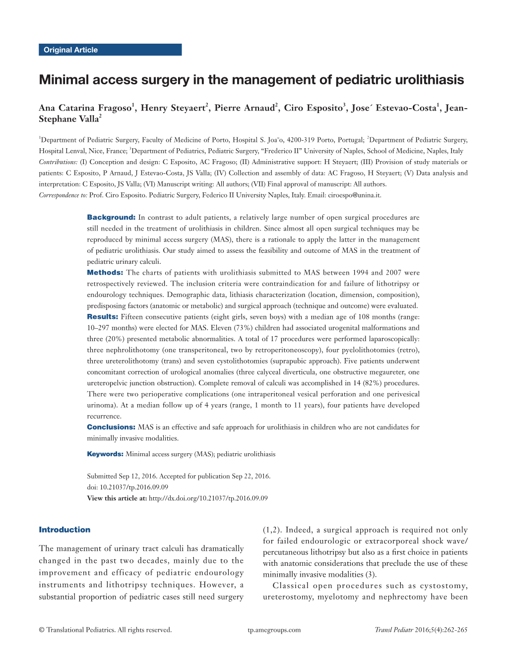 Minimal Access Surgery in the Management of Pediatric Urolithiasis