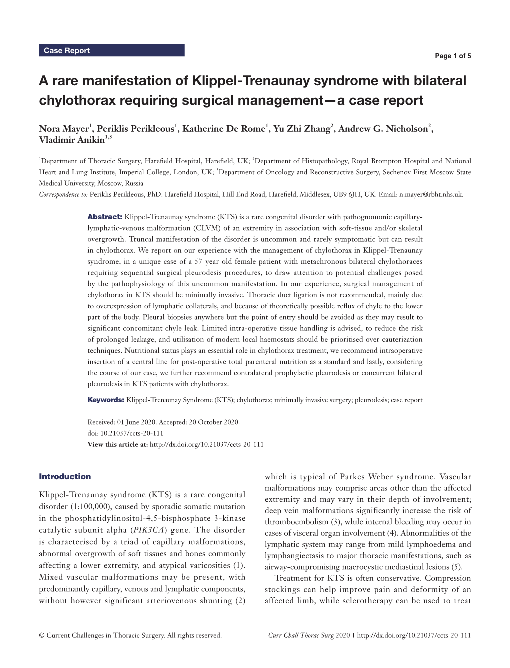 A Rare Manifestation of Klippel-Trenaunay Syndrome with Bilateral Chylothorax Requiring Surgical Management—A Case Report