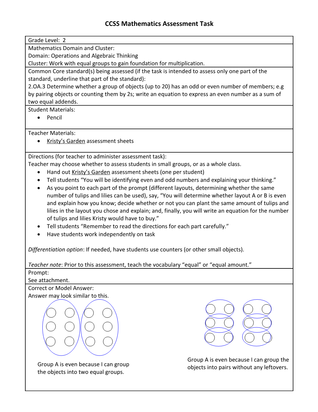 CCSS Mathematics Assessment Task s9