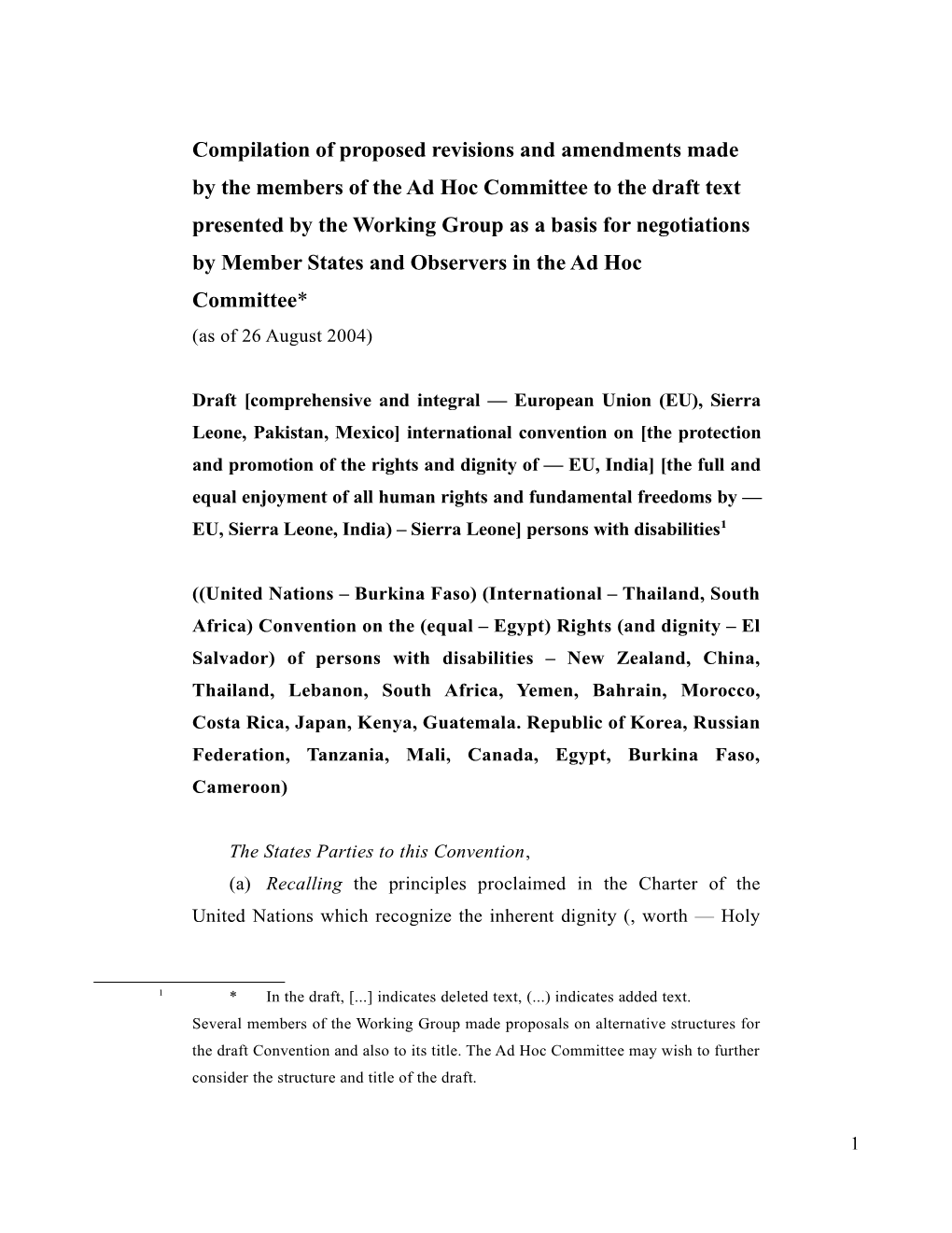 Compilation of Proposed Revisions and Amendments Made by the Members of the Ad Hoc Committee