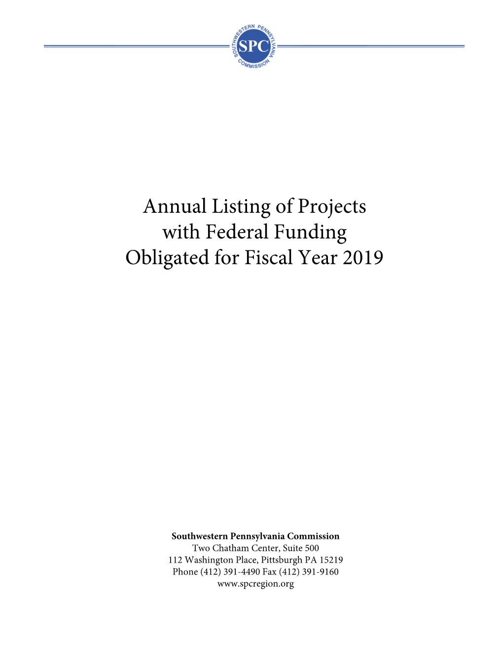 Annual Listing of Highway Projects with Federal Funding Obligated for FY 2019
