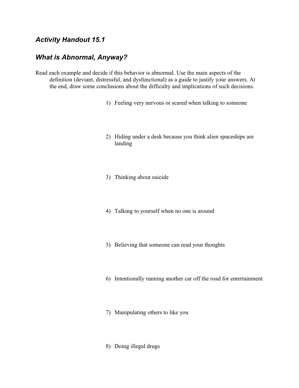 Activity Handout 15.1