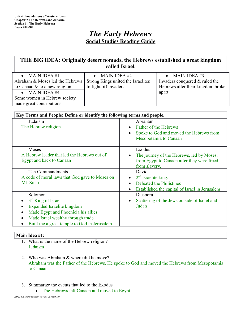 Chapter 7 the Hebrews and Judaism