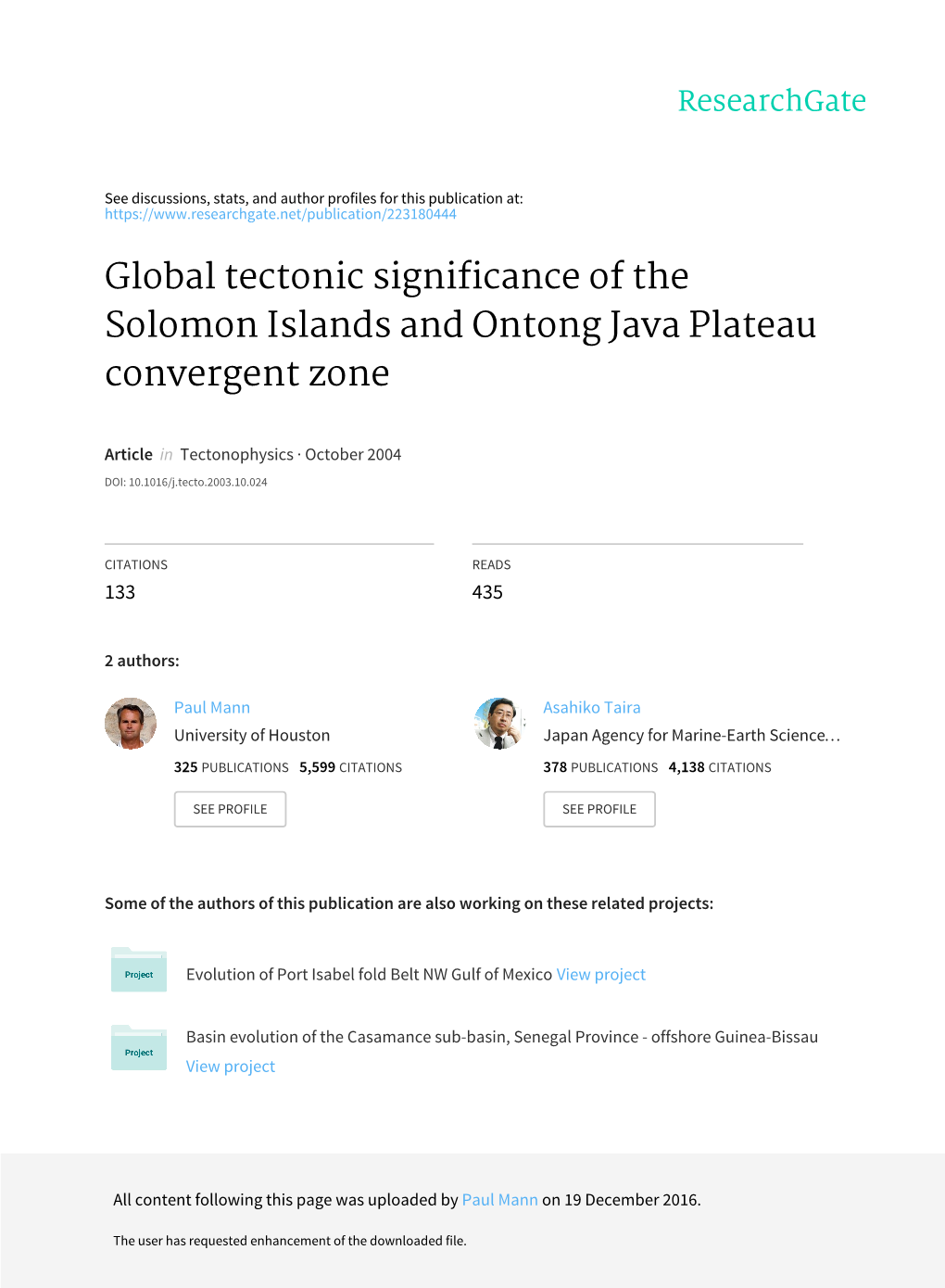 Global Tectonic Significance of the Solomon Islands and Ontong Java Plateau Convergent Zone