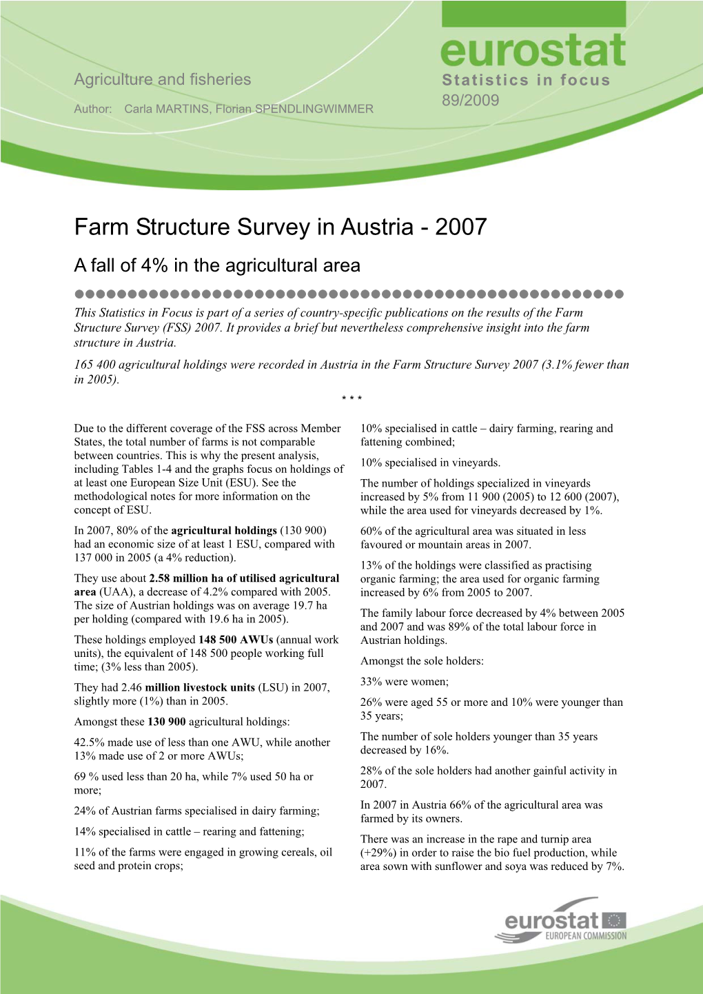 Farm Structure Survey in Austria