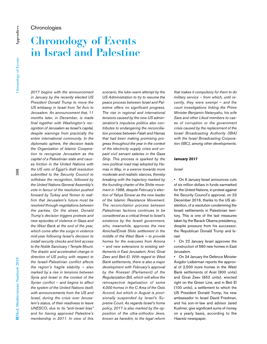 Chronology of Events in Israel and Palestine