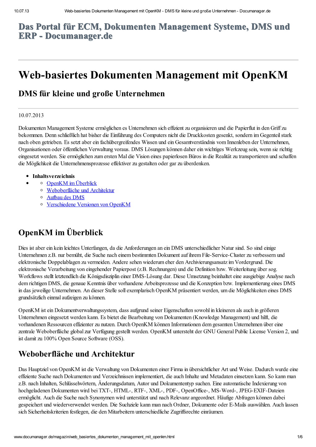 Web-Basiertes Dokumenten Management Mit Openkm - DMS Für Kleine Und Große Unternehmen - Documanager.De